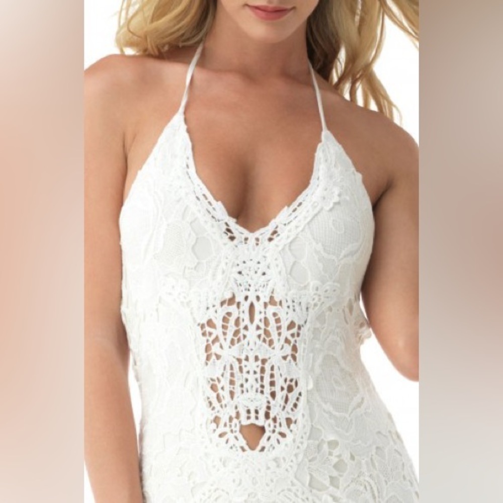 Sky Ivory Crochet Lace Maxi Dress NEW